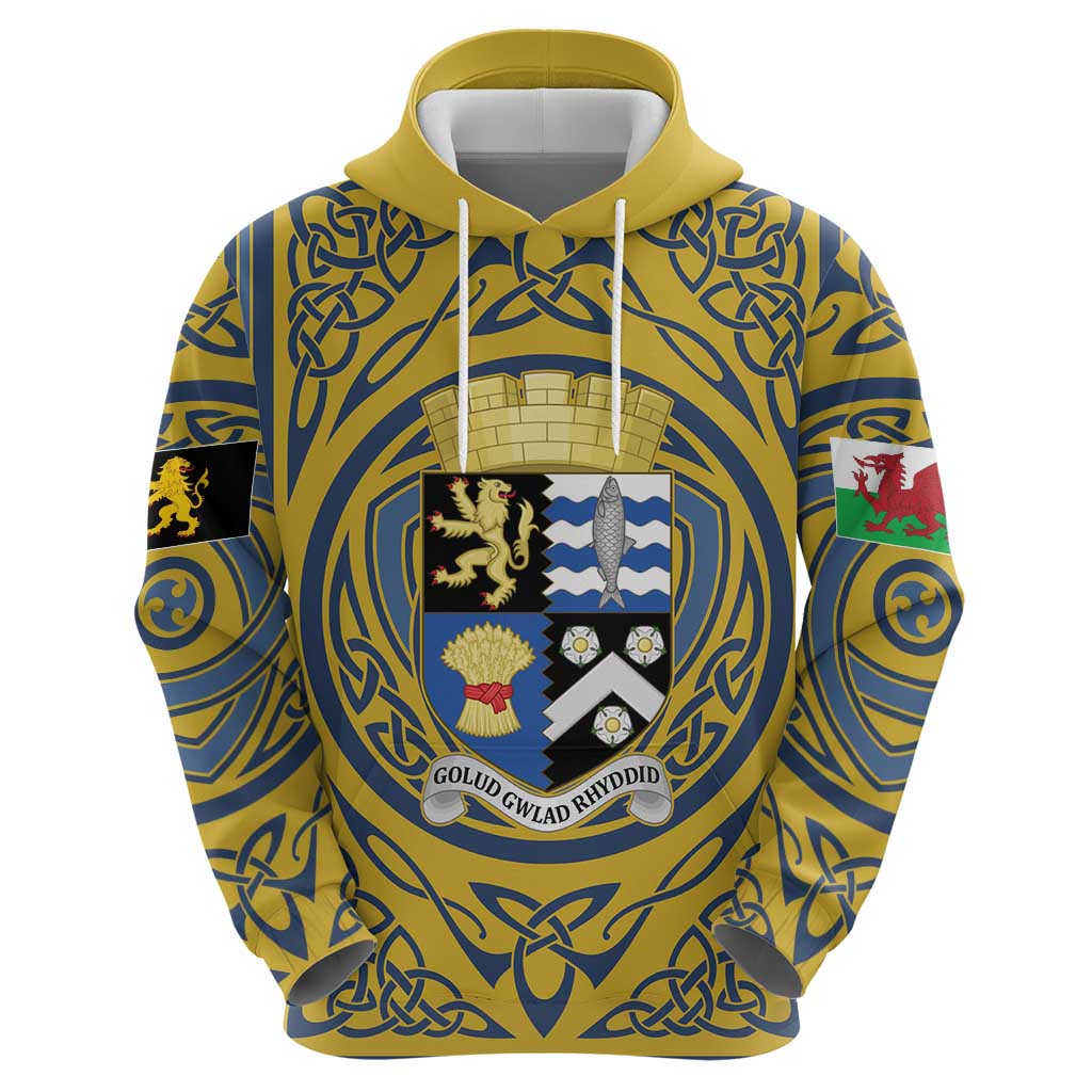 Personalized Cardiganshire Wales Hoodie Ceredigion Coat of Arms Celtic Design LT19