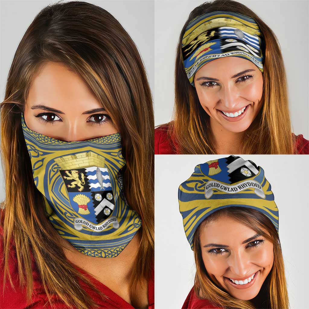 Personalized Cardiganshire Wales Neck Gaiter Ceredigion Coat of Arms Celtic Design LT19