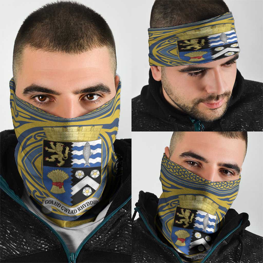 Personalized Cardiganshire Wales Neck Gaiter Ceredigion Coat of Arms Celtic Design LT19