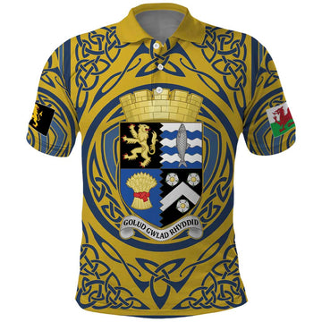 Personalized Cardiganshire Wales Polo Shirt Ceredigion Coat of Arms Celtic Design LT19