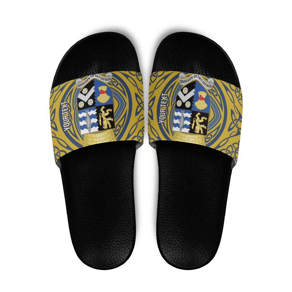 Personalized Cardiganshire Wales Slide Sandals Ceredigion Coat of Arms Celtic Design LT19