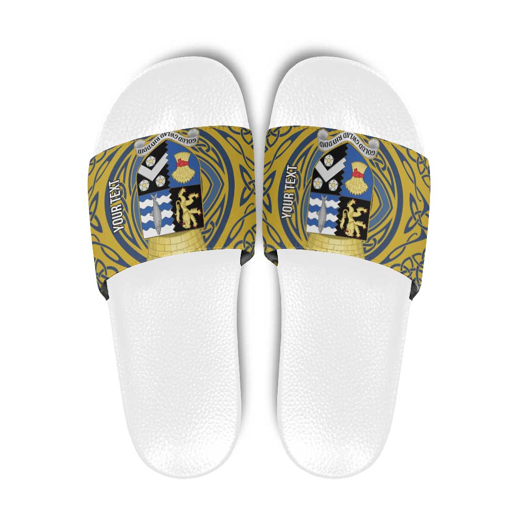 Personalized Cardiganshire Wales Slide Sandals Ceredigion Coat of Arms Celtic Design LT19
