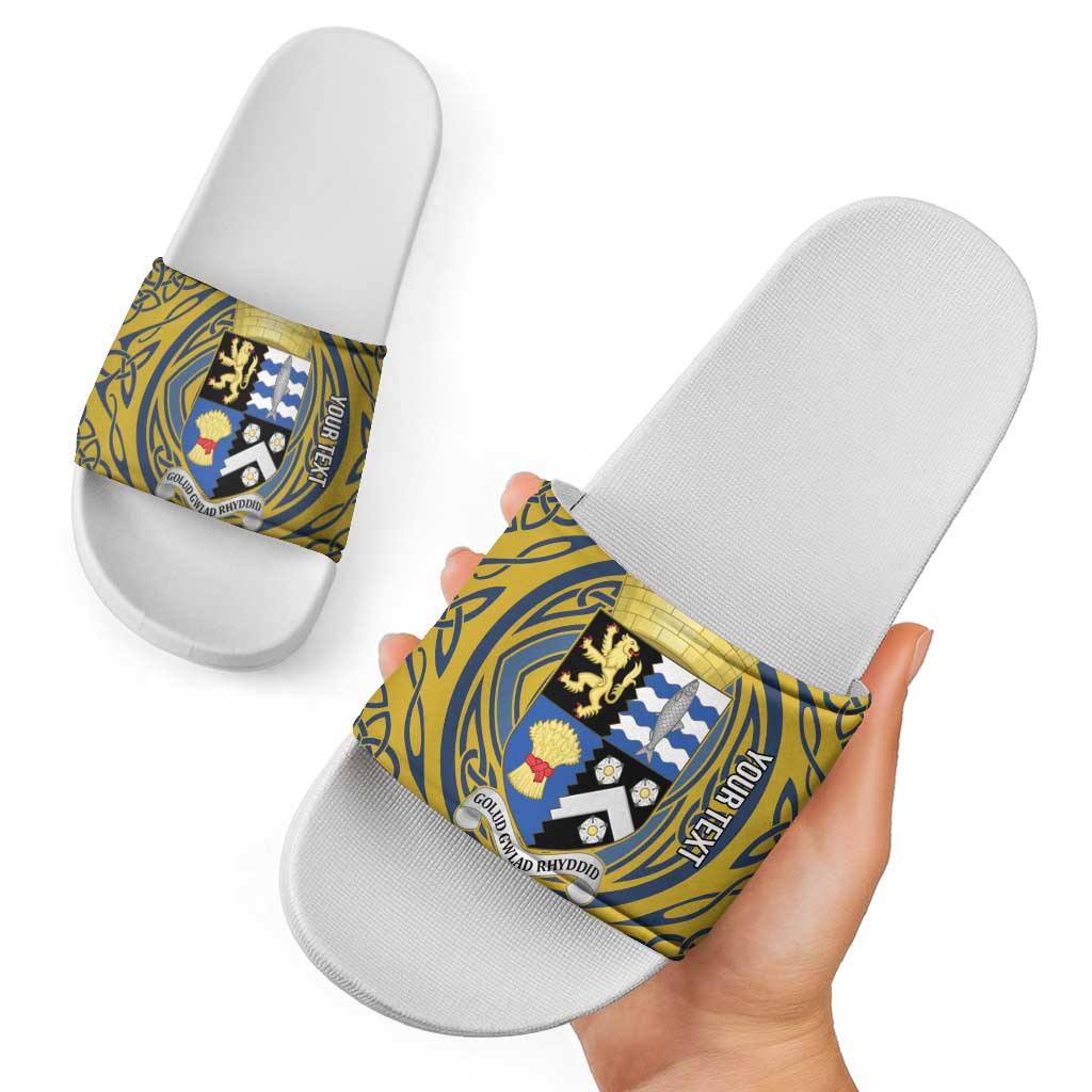 Personalized Cardiganshire Wales Slide Sandals Ceredigion Coat of Arms Celtic Design LT19
