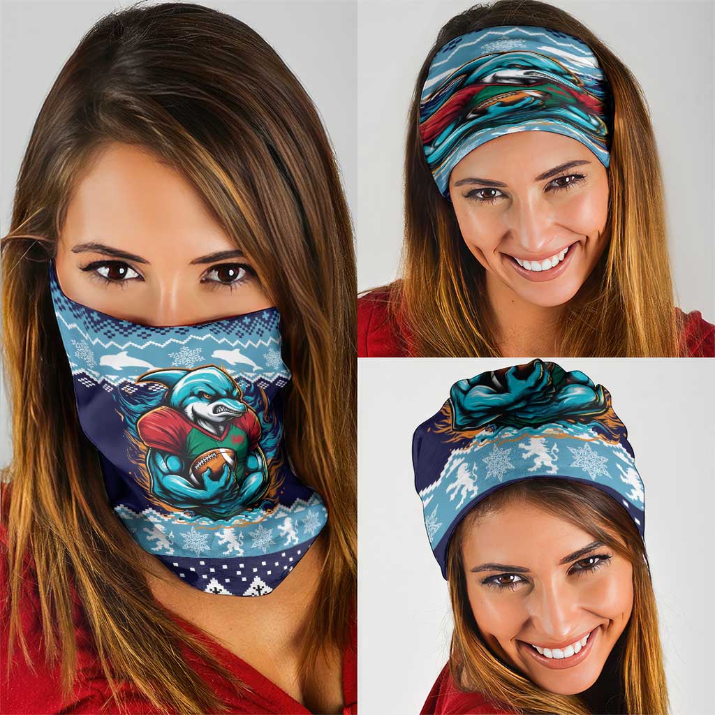 Cardiganshire Wales Christmas Neck Gaiter Cardigan Bay Dolphin Rugby Design LT19