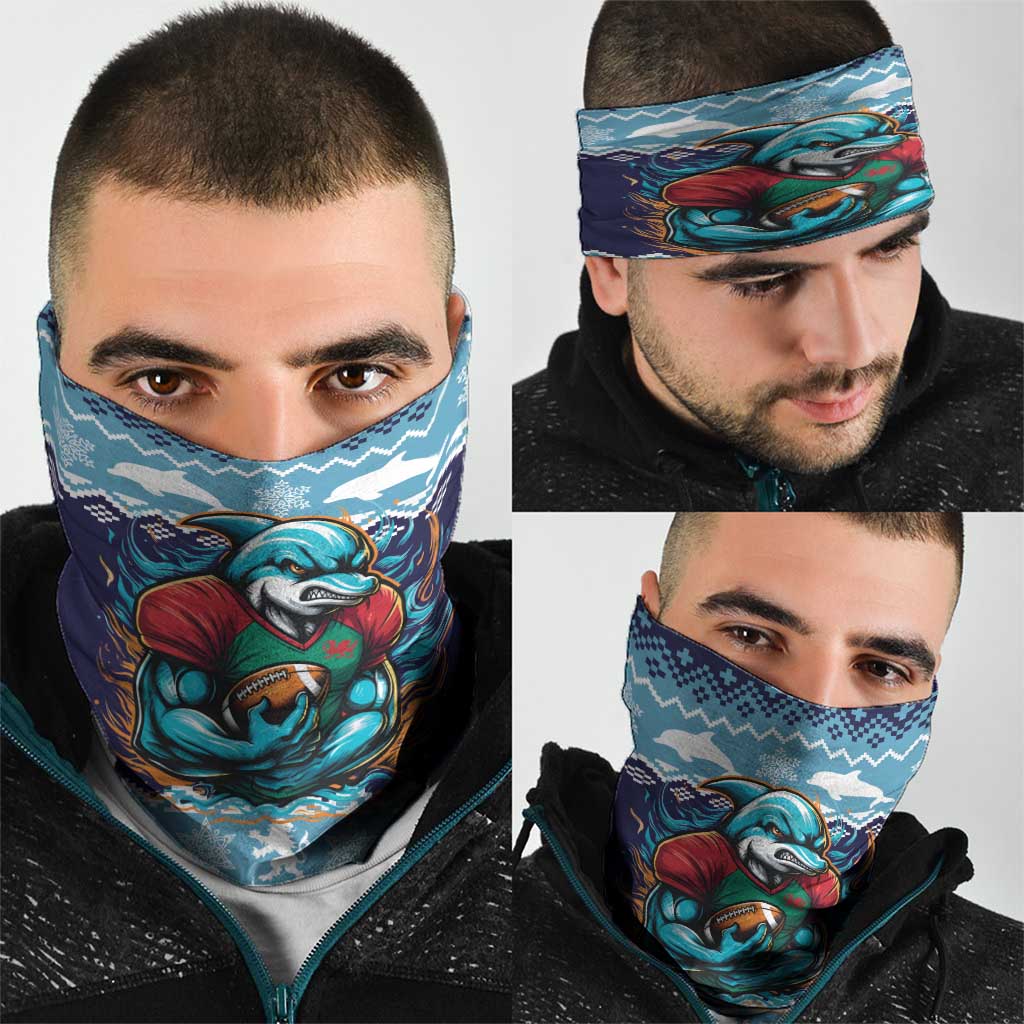 Cardiganshire Wales Christmas Neck Gaiter Cardigan Bay Dolphin Rugby Design LT19