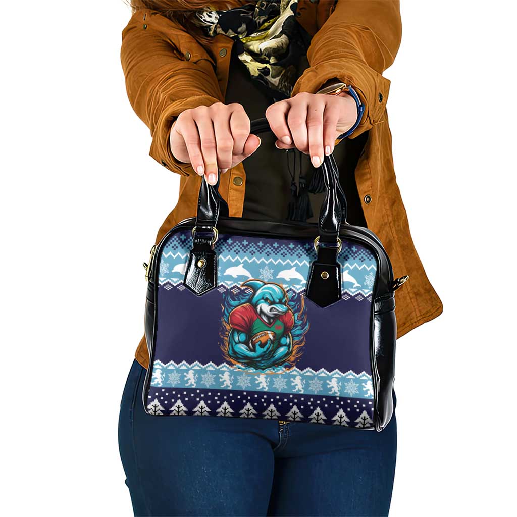 Cardiganshire Wales Christmas Shoulder Handbag Cardigan Bay Dolphin Rugby Design LT19