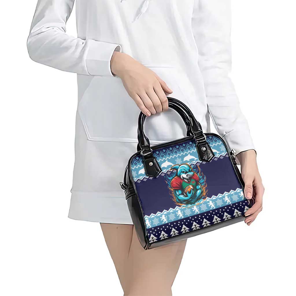 Cardiganshire Wales Christmas Shoulder Handbag Cardigan Bay Dolphin Rugby Design LT19
