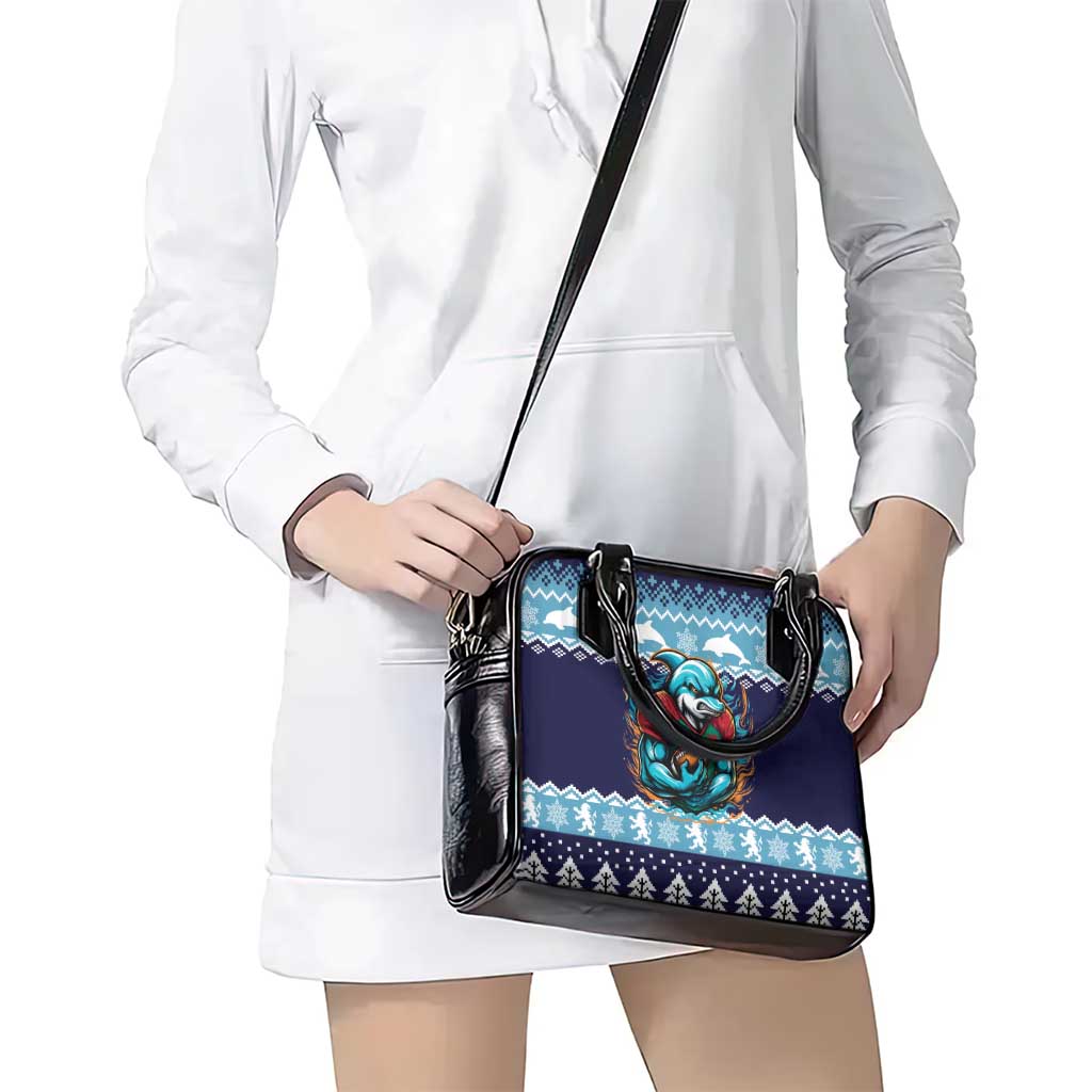 Cardiganshire Wales Christmas Shoulder Handbag Cardigan Bay Dolphin Rugby Design LT19