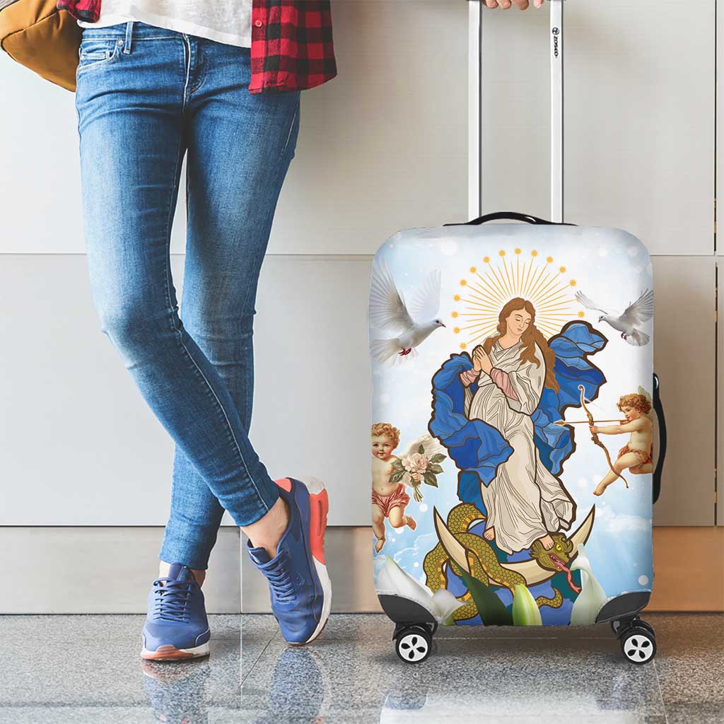 Italy Immaculate Conception Feast Day Luggage Cover Virgin Mary with Cross And Lily Flower LT19