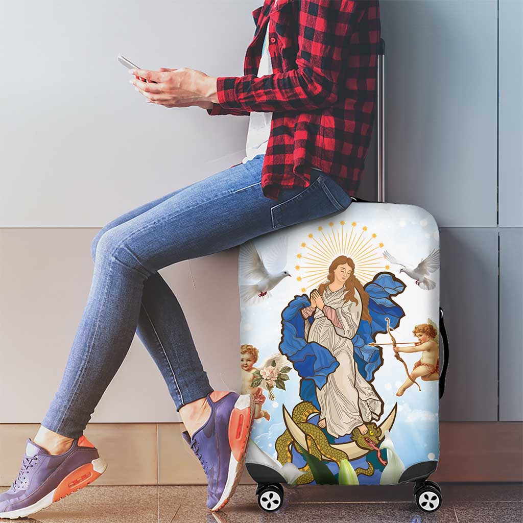Italy Immaculate Conception Feast Day Luggage Cover Virgin Mary with Cross And Lily Flower LT19