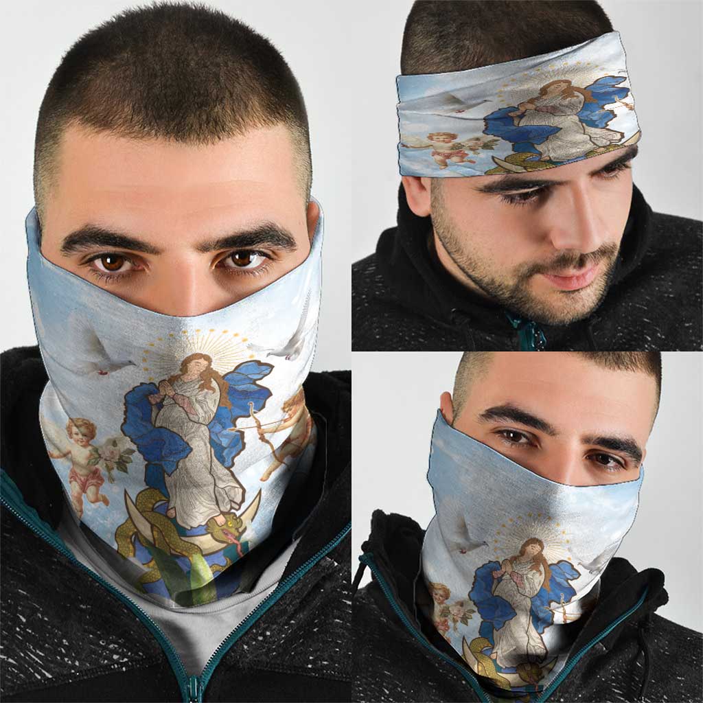 Italy Immaculate Conception Feast Day Neck Gaiter Virgin Mary with Cross And Lily Flower LT19