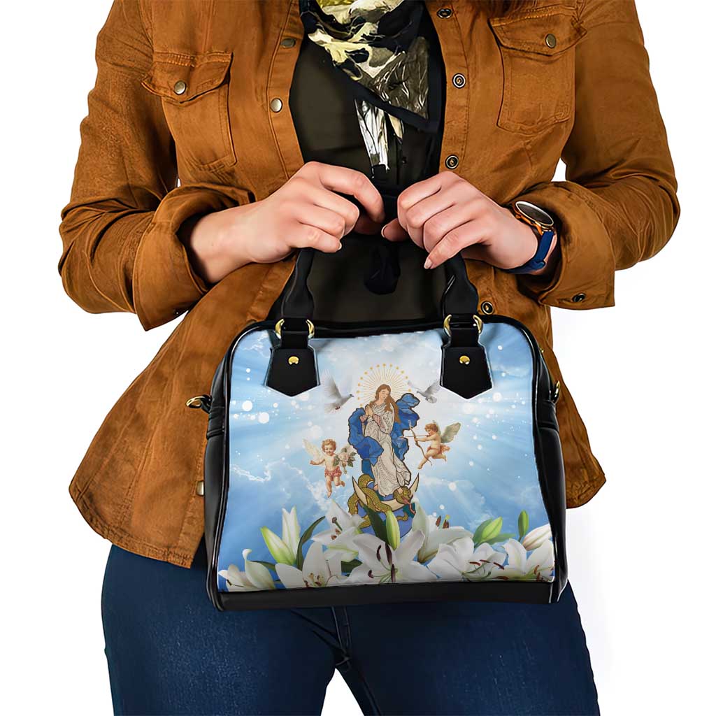Italy Immaculate Conception Feast Day Shoulder Handbag Virgin Mary with Cross And Lily Flower LT19
