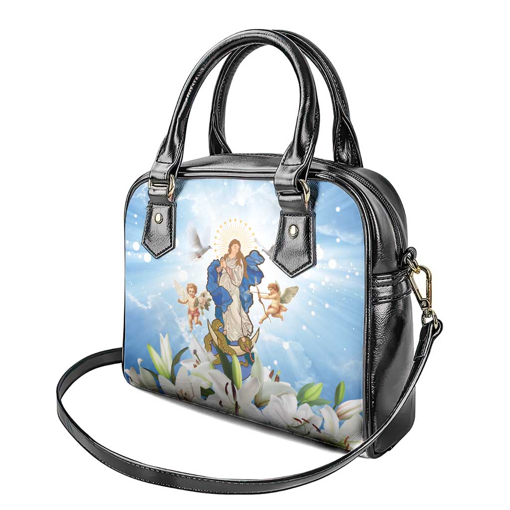 Italy Immaculate Conception Feast Day Shoulder Handbag Virgin Mary with Cross And Lily Flower LT19