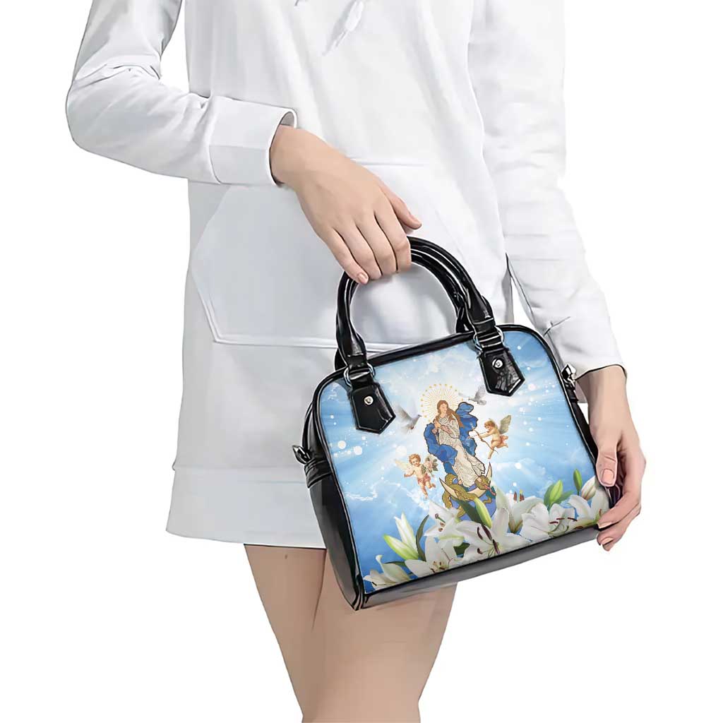 Italy Immaculate Conception Feast Day Shoulder Handbag Virgin Mary with Cross And Lily Flower LT19