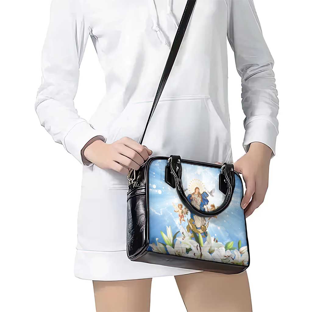 Italy Immaculate Conception Feast Day Shoulder Handbag Virgin Mary with Cross And Lily Flower LT19