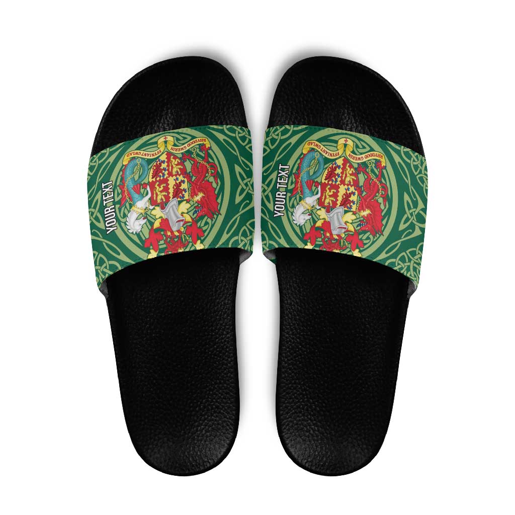 Personalized Carmarthenshire Wales Slide Sandals Map and Emblem Celtic Style LT19