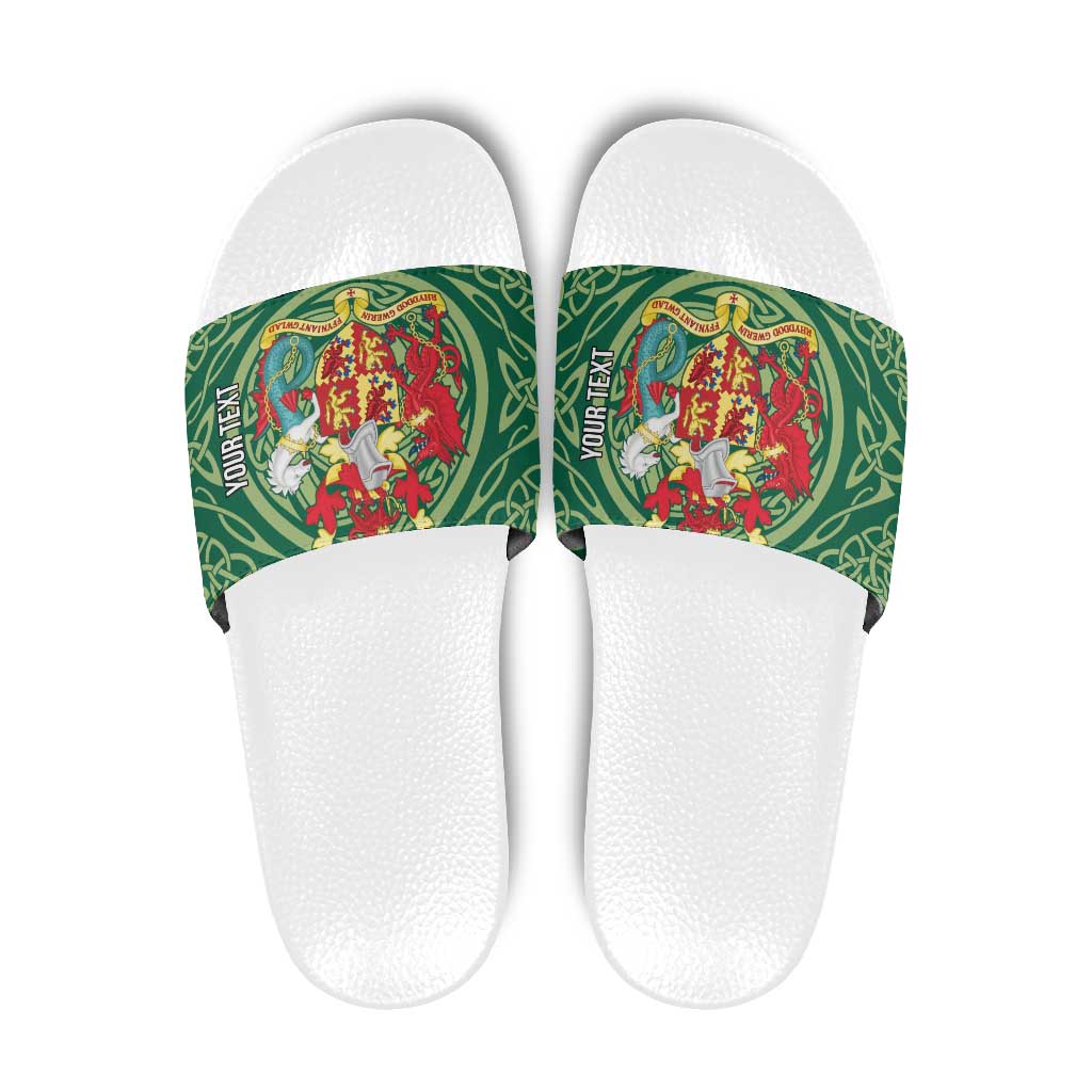 Personalized Carmarthenshire Wales Slide Sandals Map and Emblem Celtic Style LT19