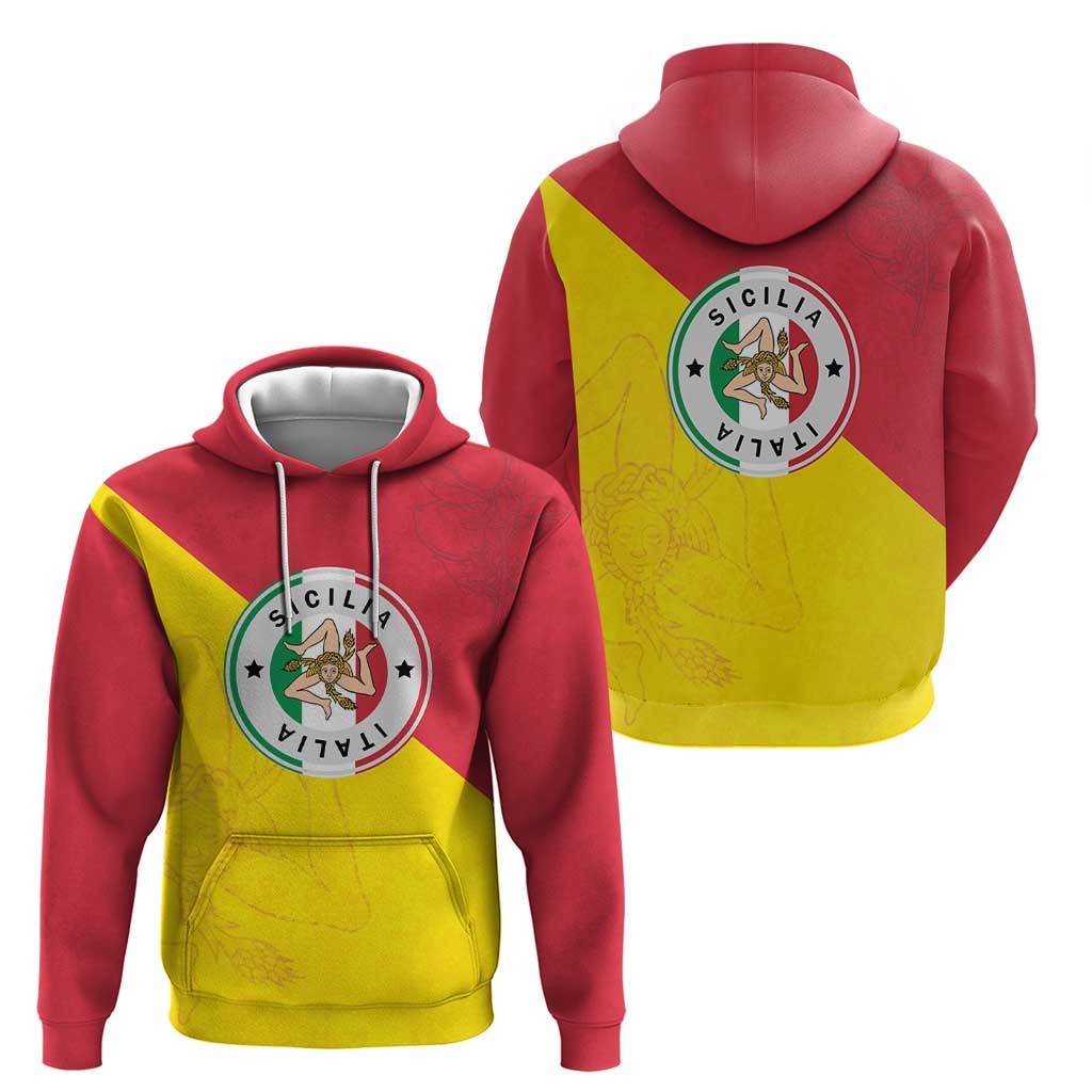 Italy Sicilia Hoodie Triskeles With Lemons LT19