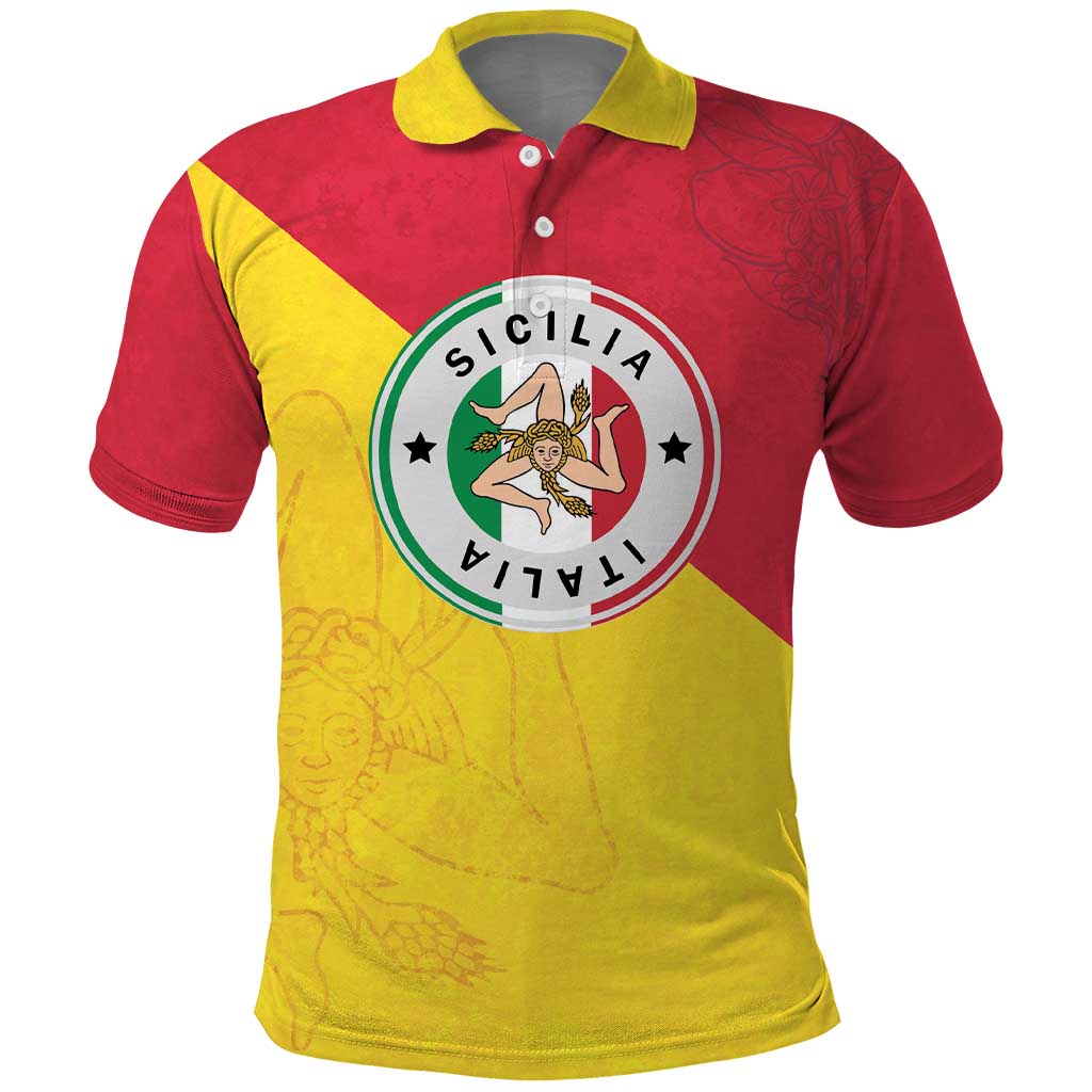 Italy Sicilia Polo Shirt Triskeles With Lemons LT19