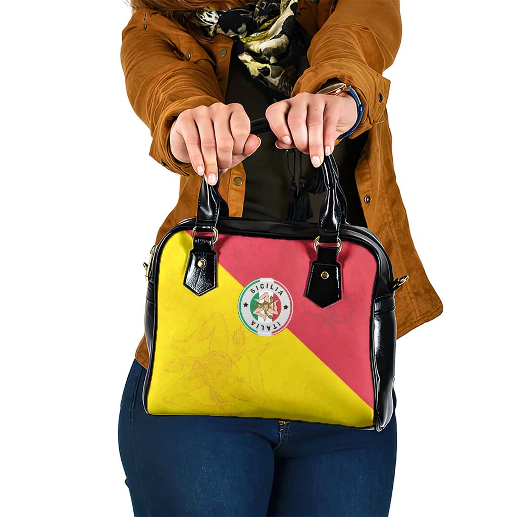 Italy Sicilia Shoulder Handbag Triskeles With Lemons LT19