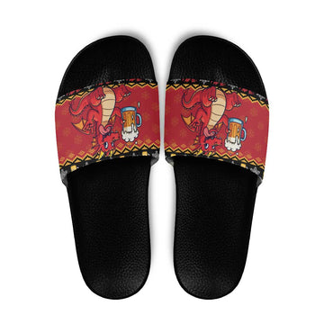 Carmarthenshire Wales Christmas Slide Sandals Funny Welsh Red Dragon Beer Xmas LT19
