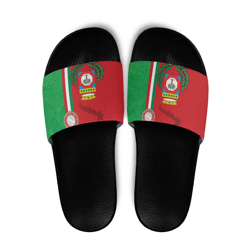 Italy Apulia Slide Sandals Map Of Apulia With Coat Of Arms LT19