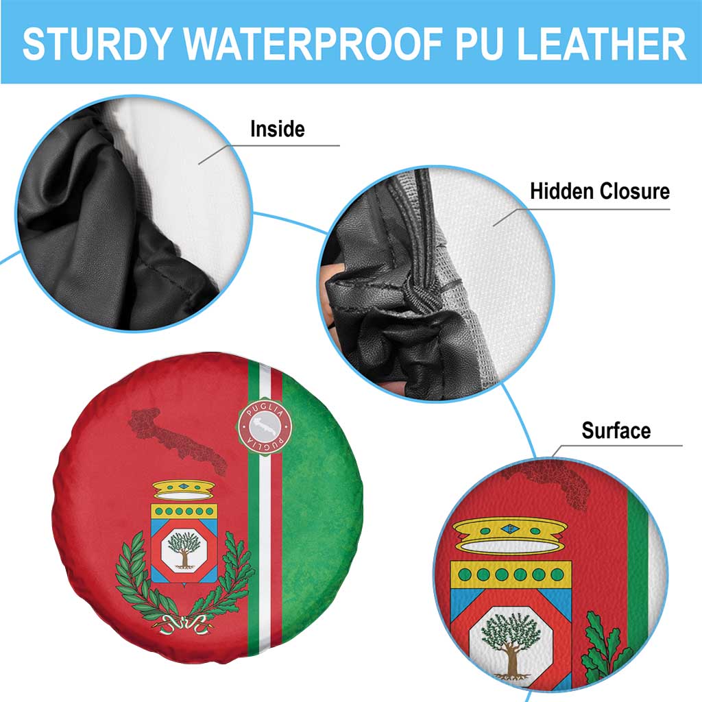 Italy Apulia Spare Tire Cover Map Of Apulia With Coat Of Arms LT19