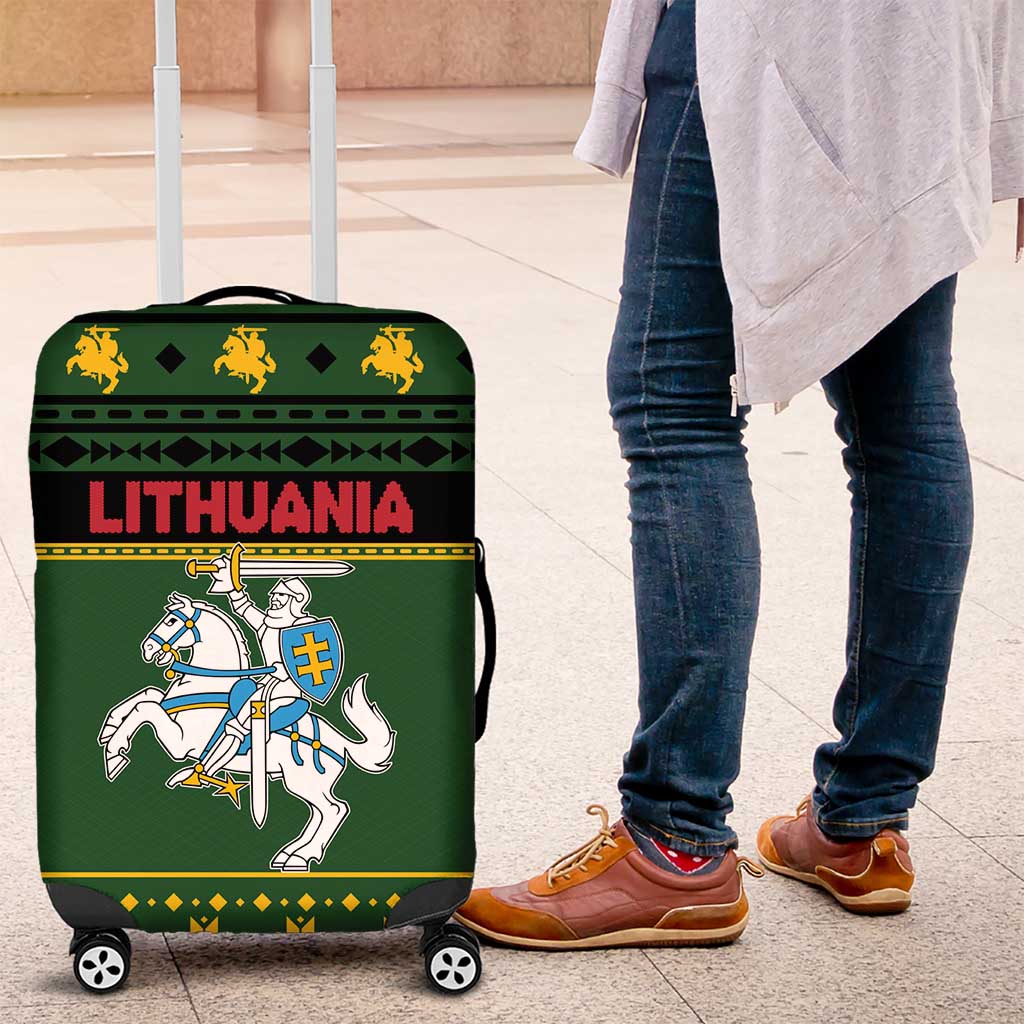 Lithuania Christmas Luggage Cover Coat Of Arms Linksmu Kaledu LT19