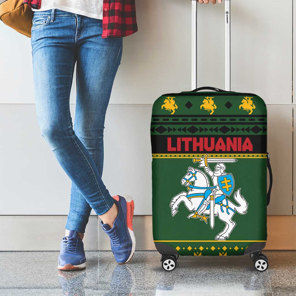 Lithuania Christmas Luggage Cover Coat Of Arms Linksmu Kaledu LT19