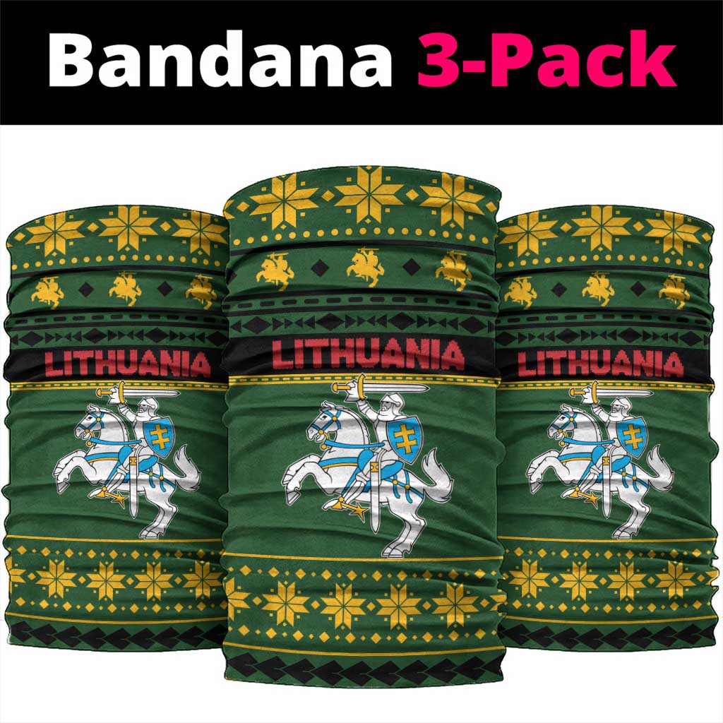 Lithuania Christmas Neck Gaiter Coat Of Arms Linksmu Kaledu LT19