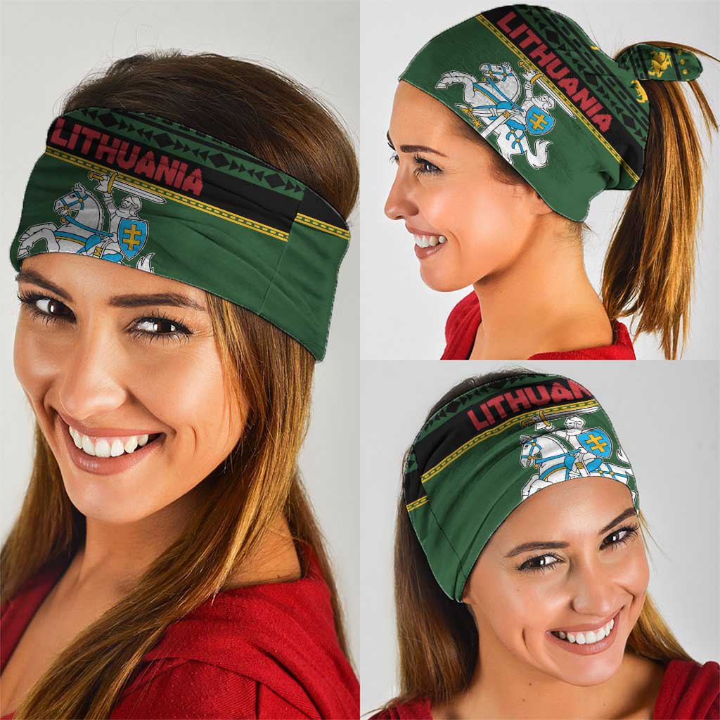 Lithuania Christmas Neck Gaiter Coat Of Arms Linksmu Kaledu LT19