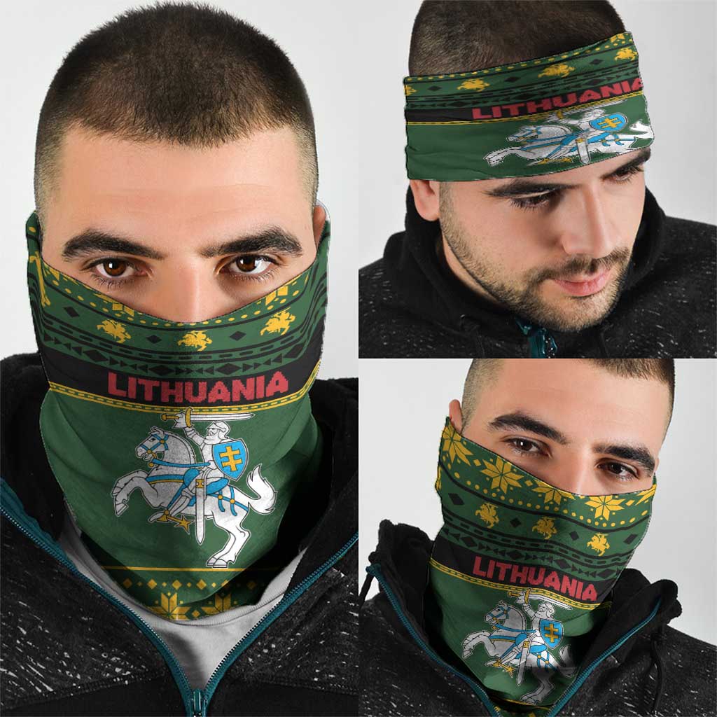 Lithuania Christmas Neck Gaiter Coat Of Arms Linksmu Kaledu LT19