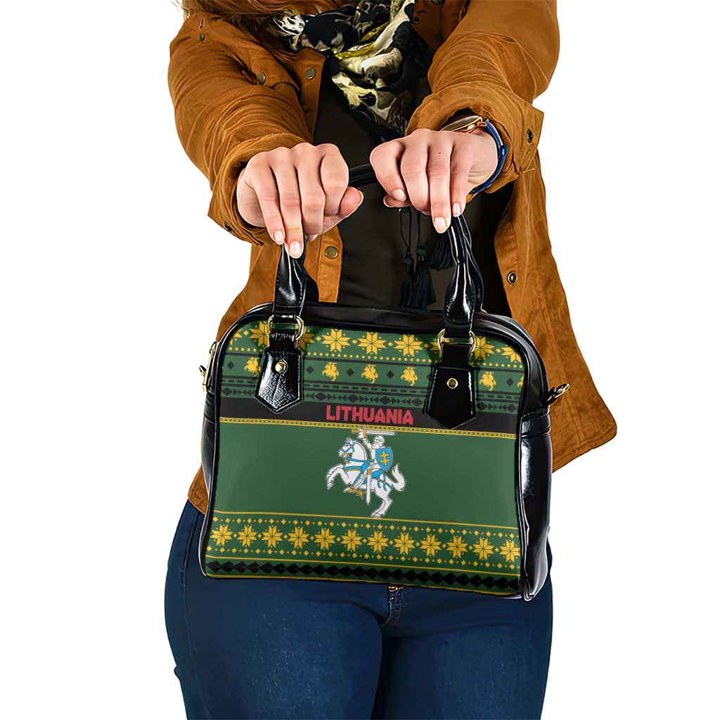 Lithuania Christmas Shoulder Handbag Coat Of Arms Linksmu Kaledu LT19