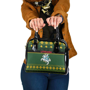 Lithuania Christmas Shoulder Handbag Coat Of Arms Linksmu Kaledu LT19