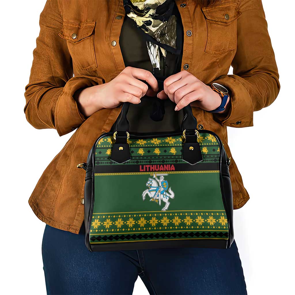 Lithuania Christmas Shoulder Handbag Coat Of Arms Linksmu Kaledu LT19
