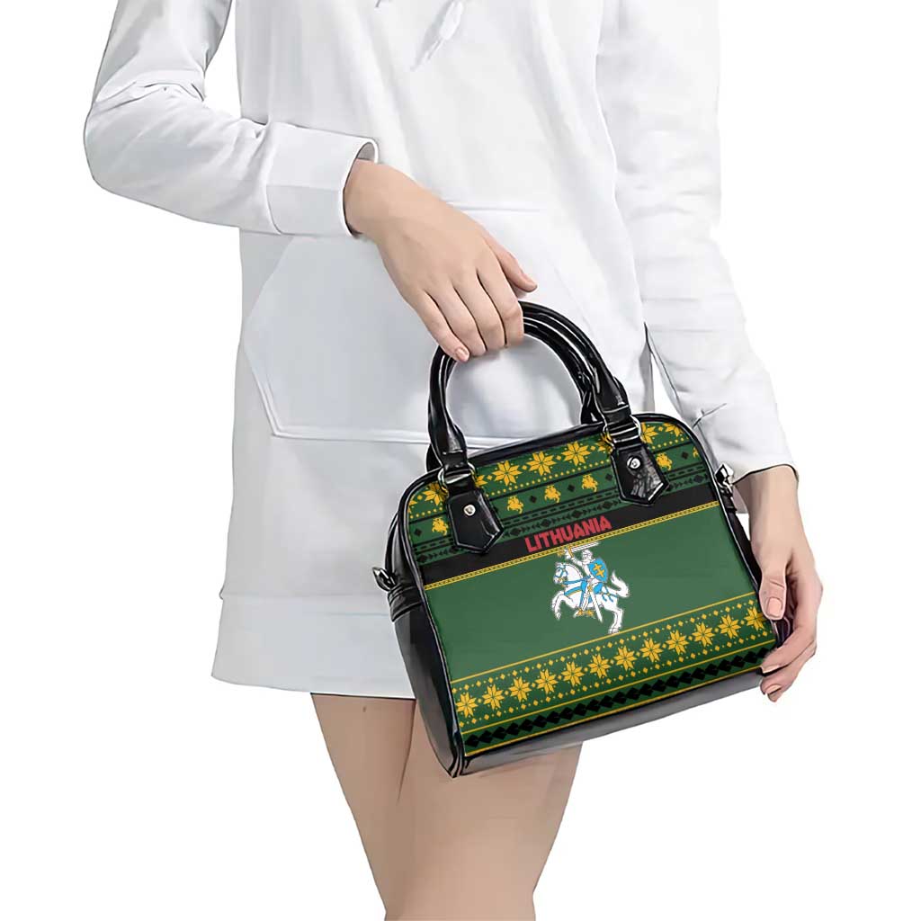 Lithuania Christmas Shoulder Handbag Coat Of Arms Linksmu Kaledu LT19
