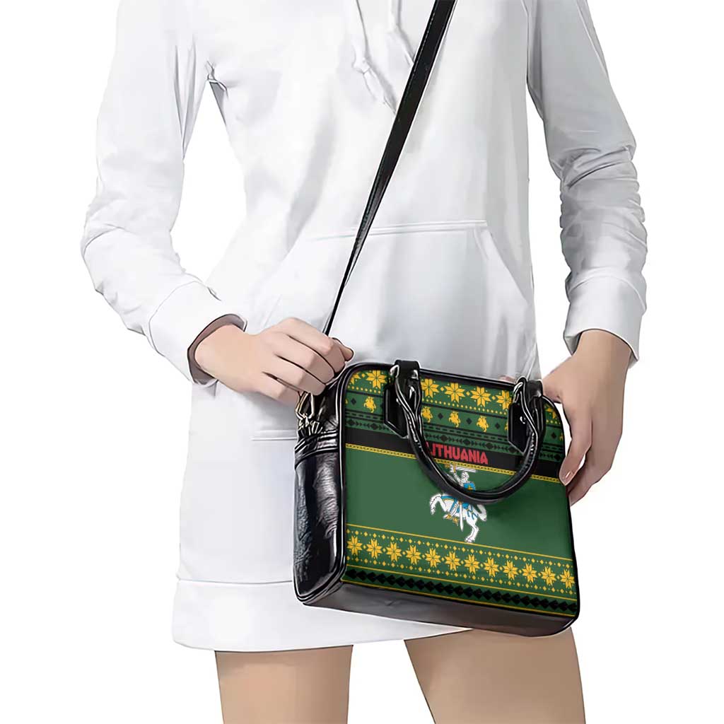Lithuania Christmas Shoulder Handbag Coat Of Arms Linksmu Kaledu LT19