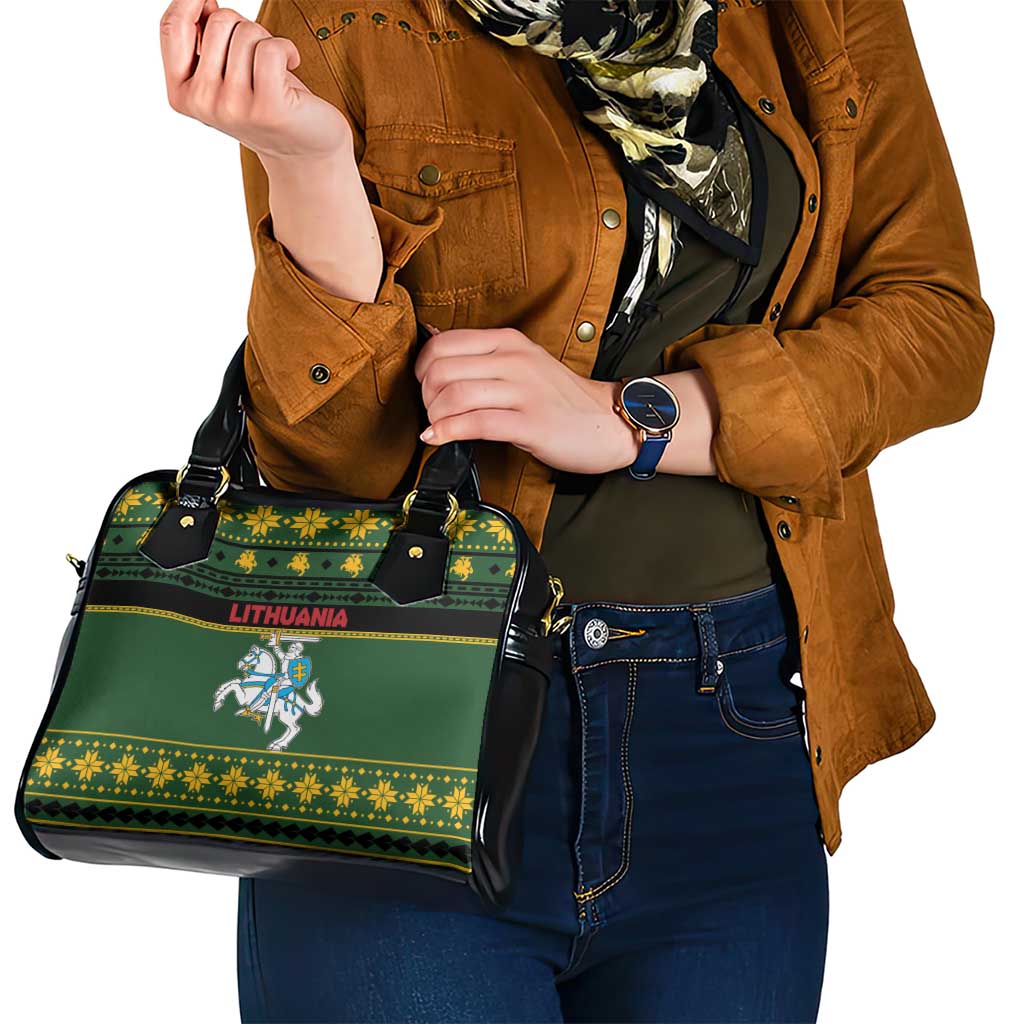 Lithuania Christmas Shoulder Handbag Coat Of Arms Linksmu Kaledu LT19