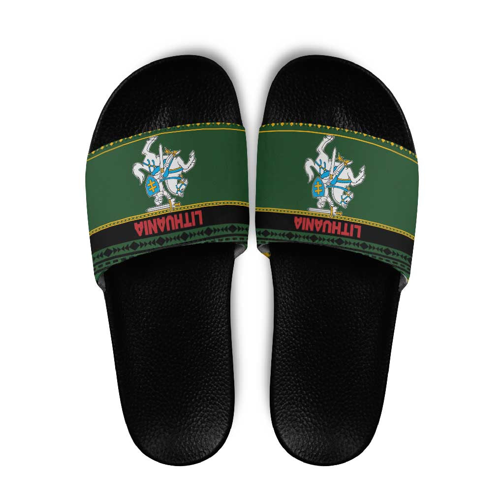Lithuania Christmas Slide Sandals Coat Of Arms Linksmu Kaledu LT19