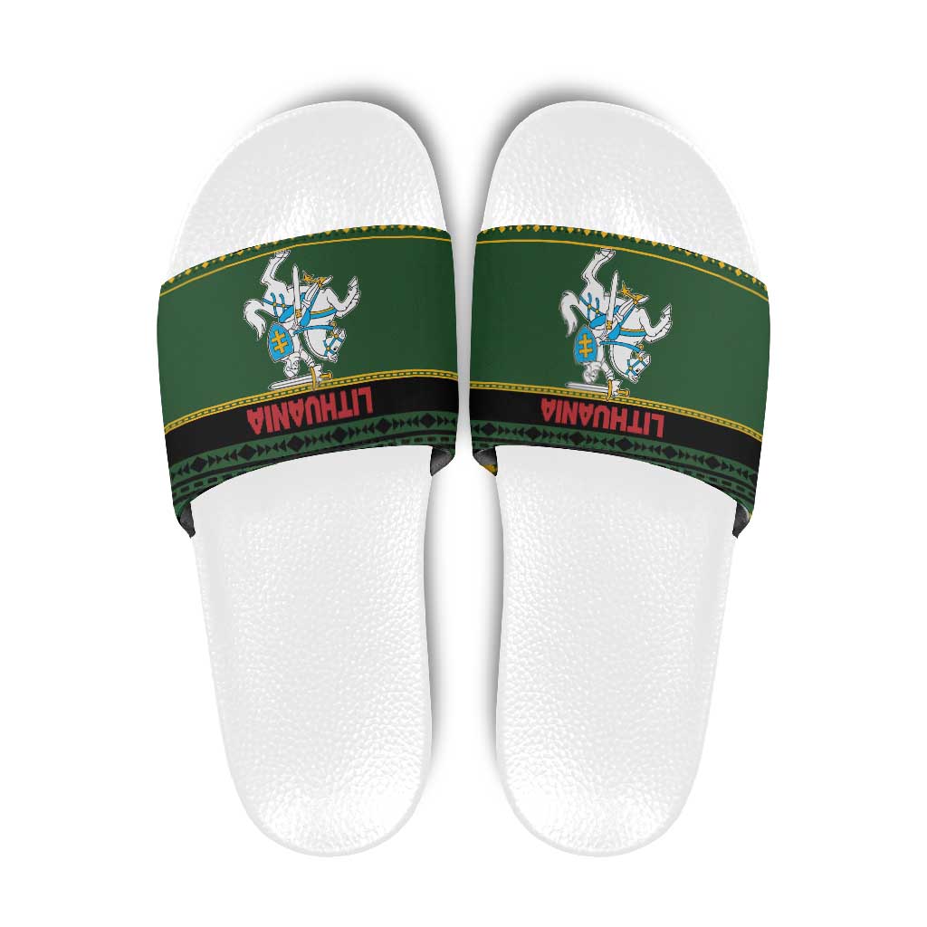 Lithuania Christmas Slide Sandals Coat Of Arms Linksmu Kaledu LT19