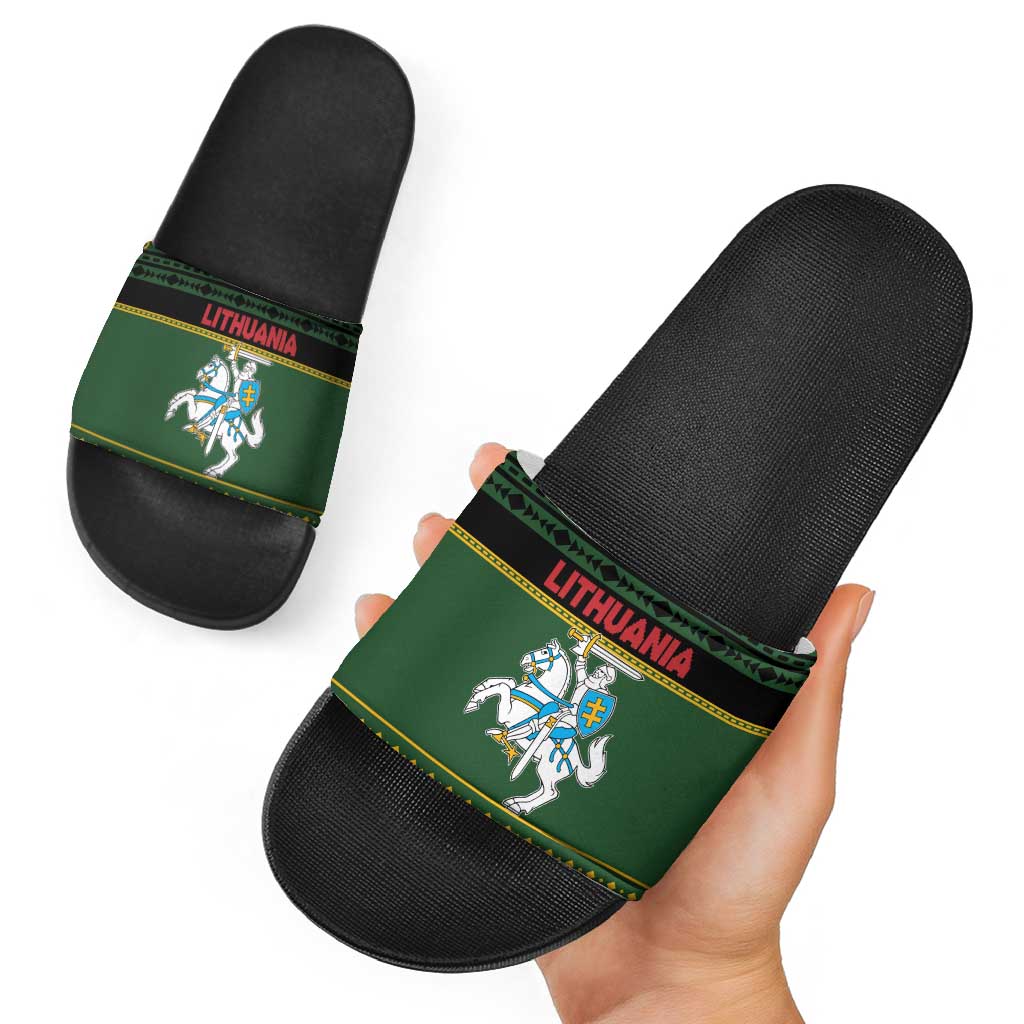 Lithuania Christmas Slide Sandals Coat Of Arms Linksmu Kaledu LT19