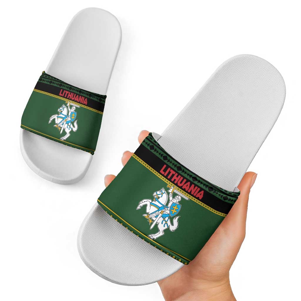 Lithuania Christmas Slide Sandals Coat Of Arms Linksmu Kaledu LT19
