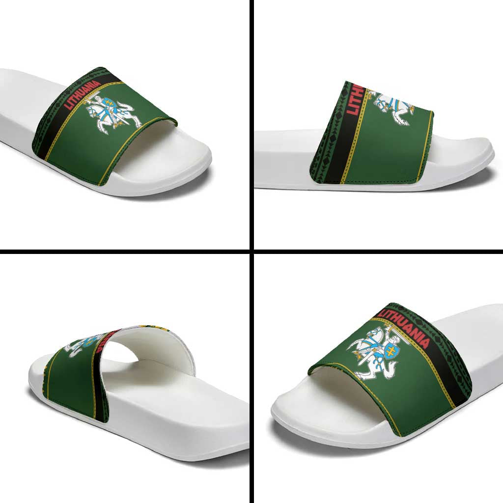 Lithuania Christmas Slide Sandals Coat Of Arms Linksmu Kaledu LT19