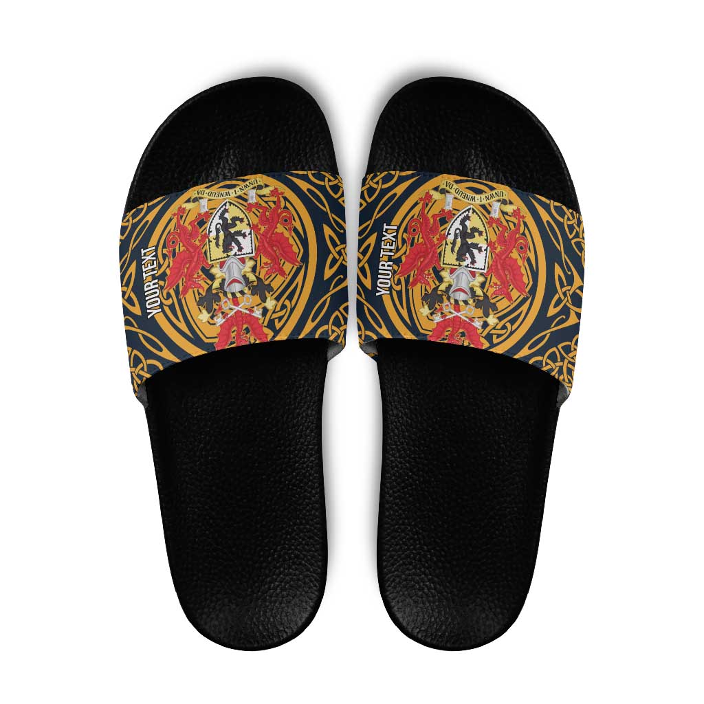 Personalized Denbighshire Wales Slide Sandals Coat Of Arms Celtic Style LT19