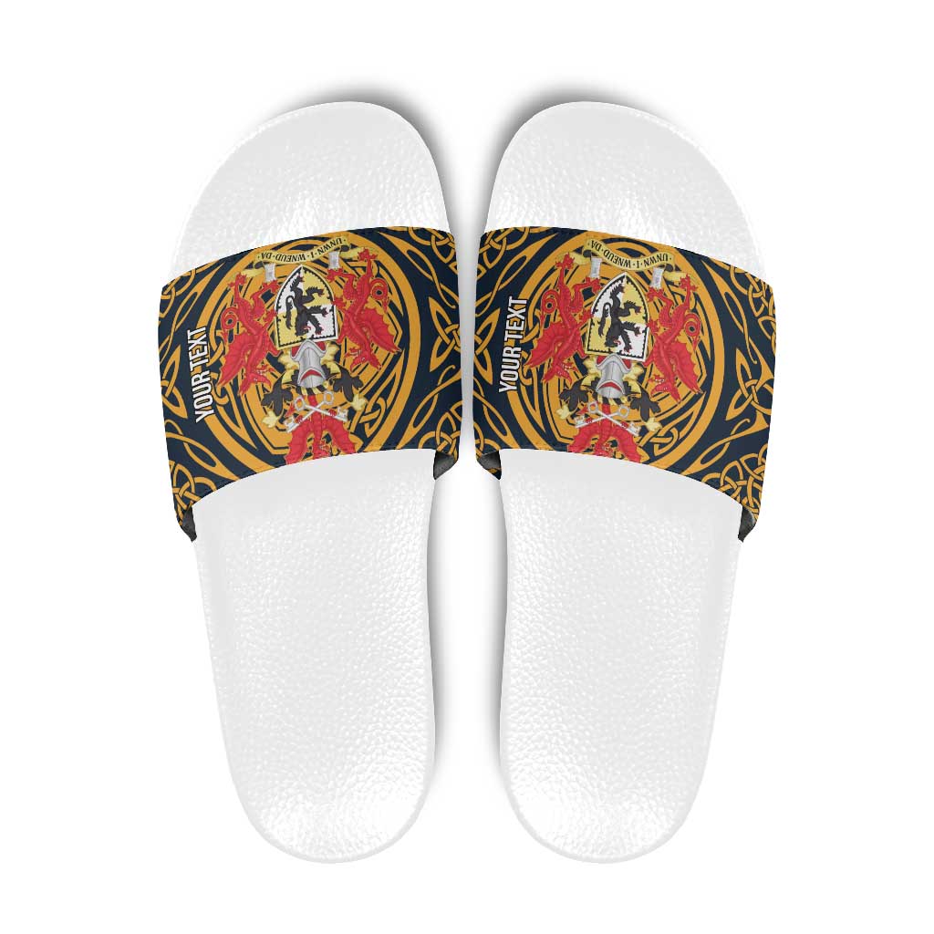 Personalized Denbighshire Wales Slide Sandals Coat Of Arms Celtic Style LT19