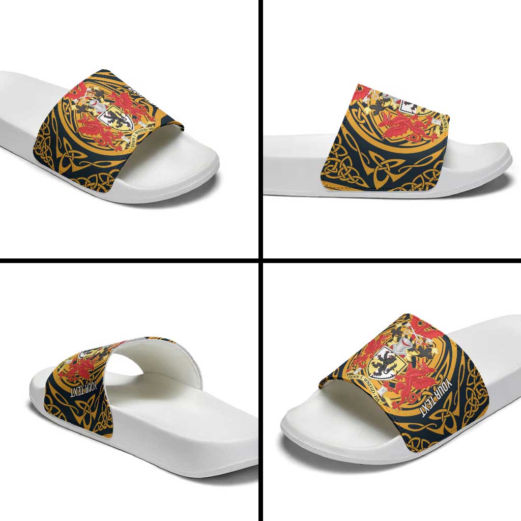 Personalized Denbighshire Wales Slide Sandals Coat Of Arms Celtic Style LT19