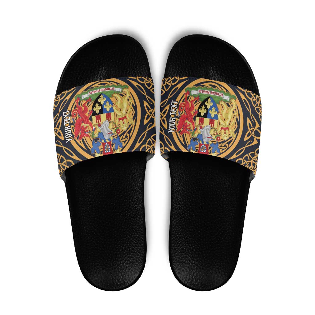 Personalized Monmouthshire Wales Slide Sandals Coat Of Arms Celtic Style LT19