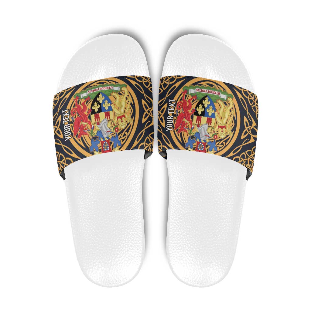 Personalized Monmouthshire Wales Slide Sandals Coat Of Arms Celtic Style LT19