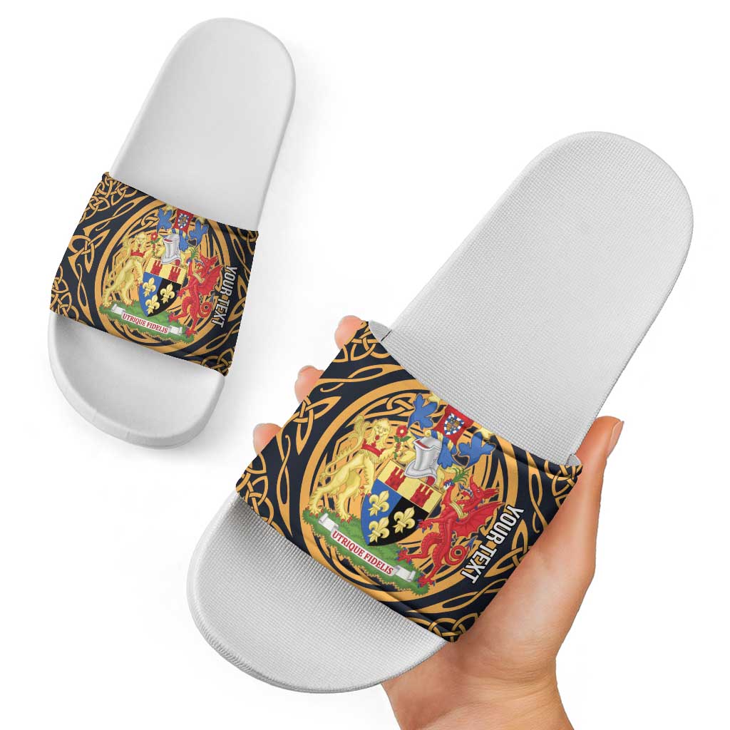 Personalized Monmouthshire Wales Slide Sandals Coat Of Arms Celtic Style LT19
