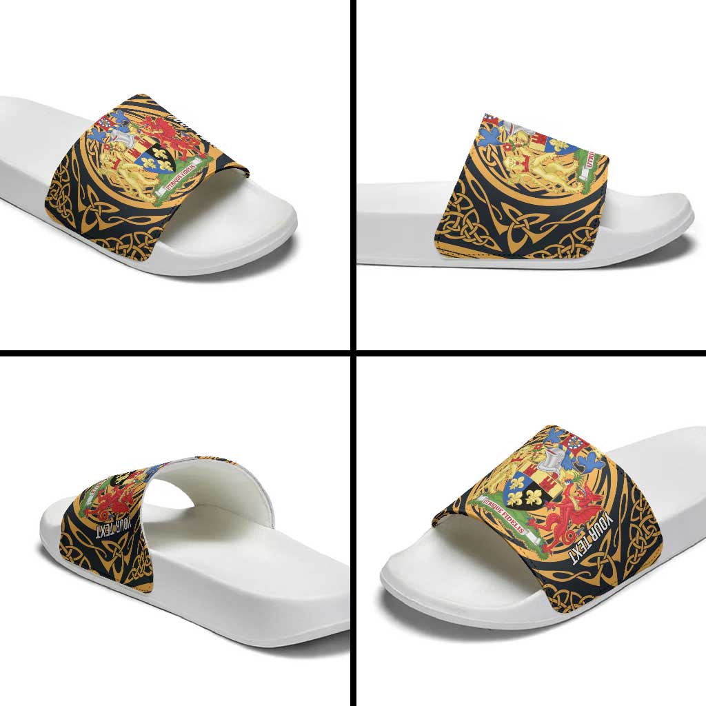 Personalized Monmouthshire Wales Slide Sandals Coat Of Arms Celtic Style LT19